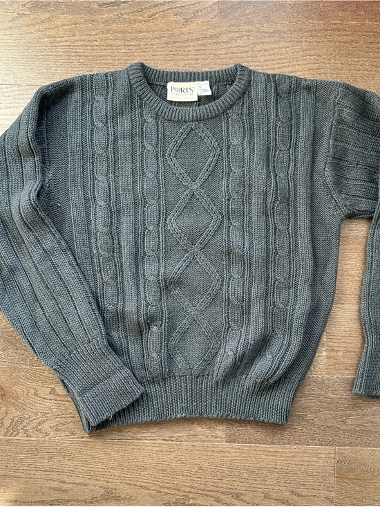 Other - Vintage Ports International Chunky Cable Knit Sweater 100% Wool Steel Grey Size